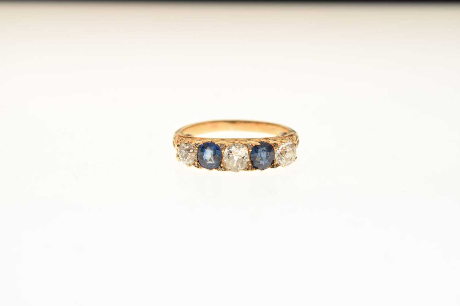 Five-stone diamond and sapphire ring - Image 2 of 6