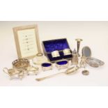 Collection of silver to include a cased pair of Edward VII napkin rings, etc