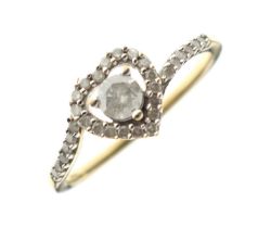 9ct gold diamond set heart-shaped ring