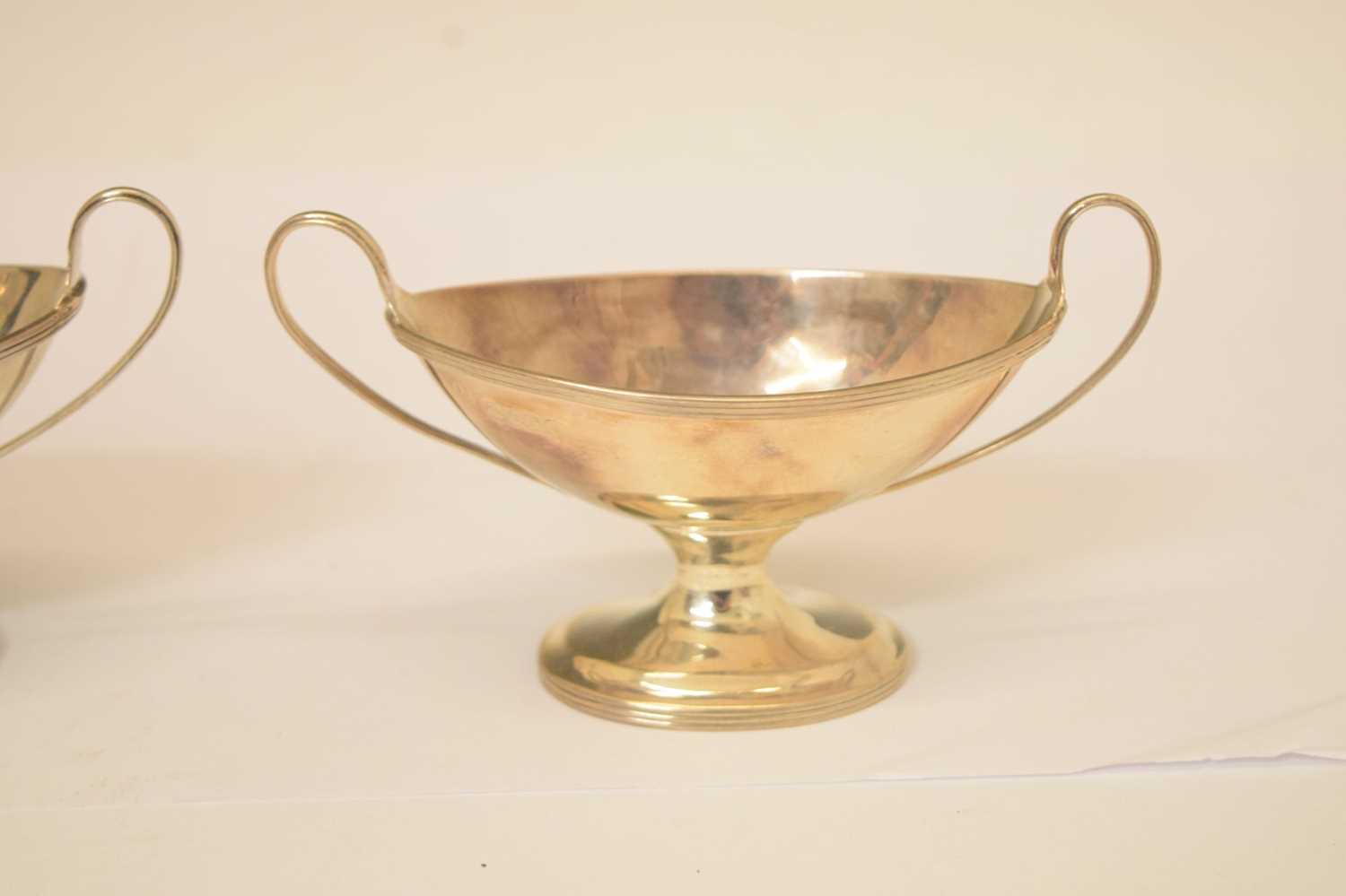 Pair of Victorian silver pedestal salts, an Edward VII silver sauceboat, etc - Image 5 of 10