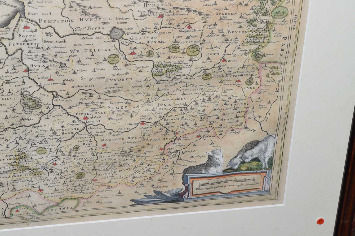 Johannes Blaeu - 17th century hand-coloured county map of Somerset - Image 2 of 8