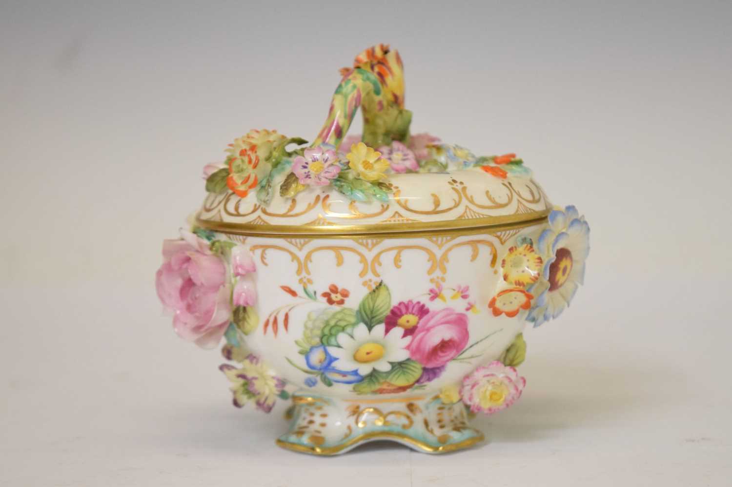 Coalbrookdale by Coalport floral encrusted porcelain lidded pot - Image 3 of 7