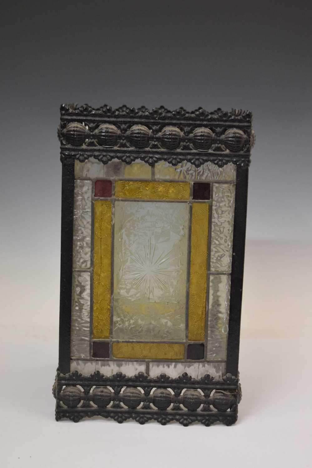 Late 19th century leaded stained glass and metal framed bell lantern - Image 8 of 14