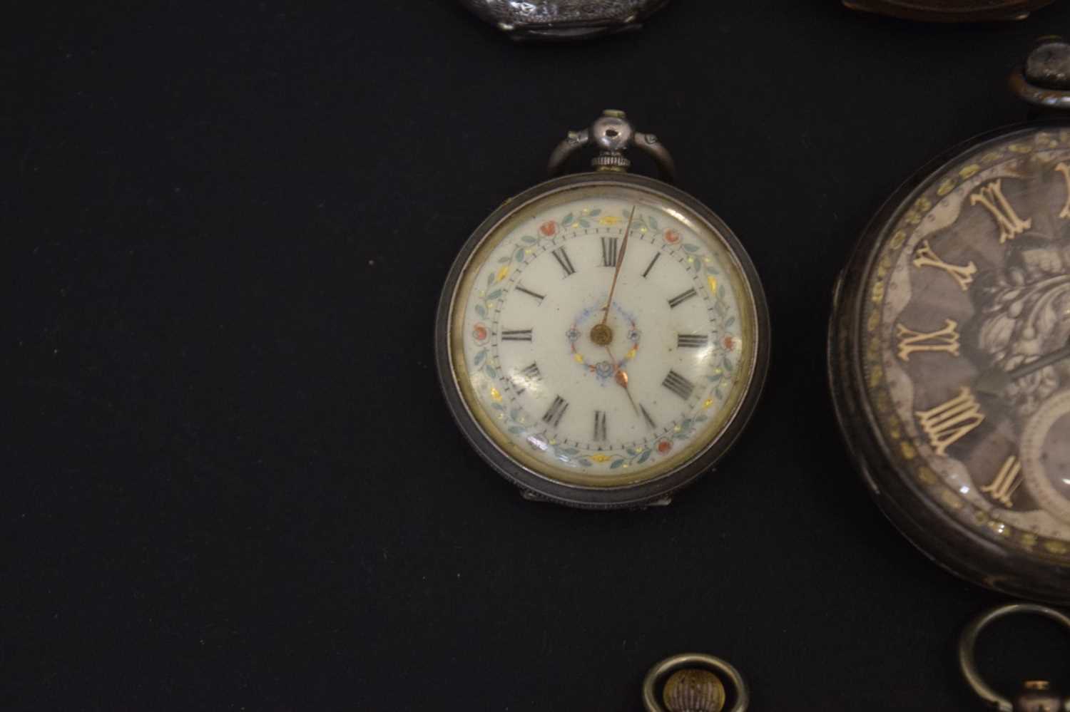 Victorian silver cased open-face pocket watch and assorted fob watches - Image 5 of 12
