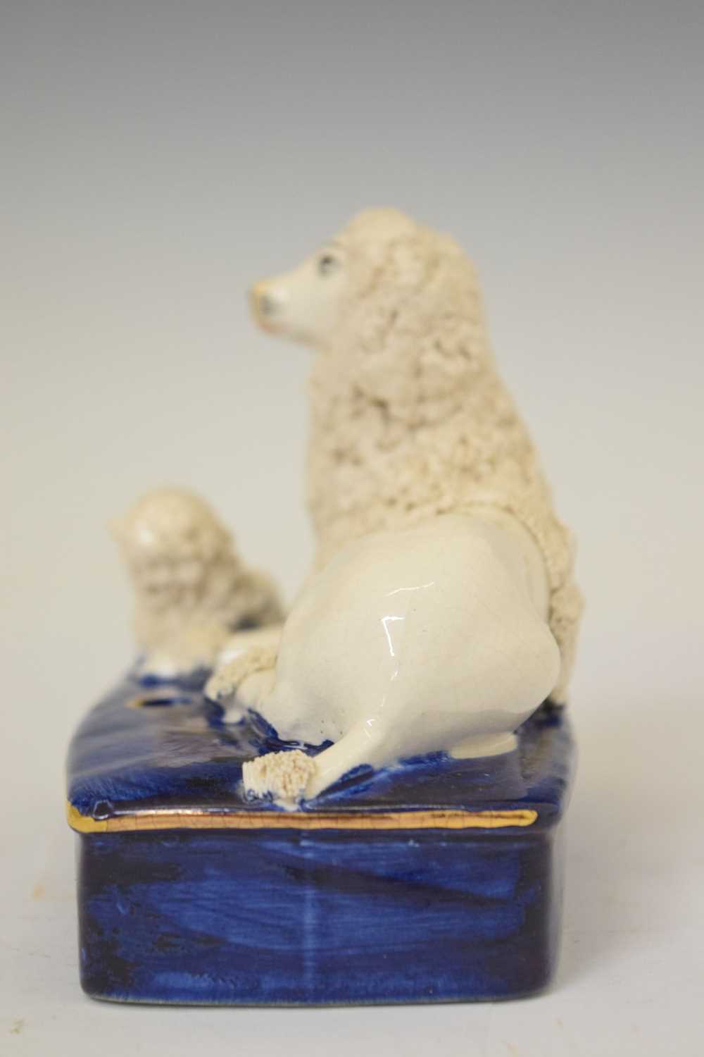 Staffordshire inkstand modelled as a poodle and pup - Image 5 of 6