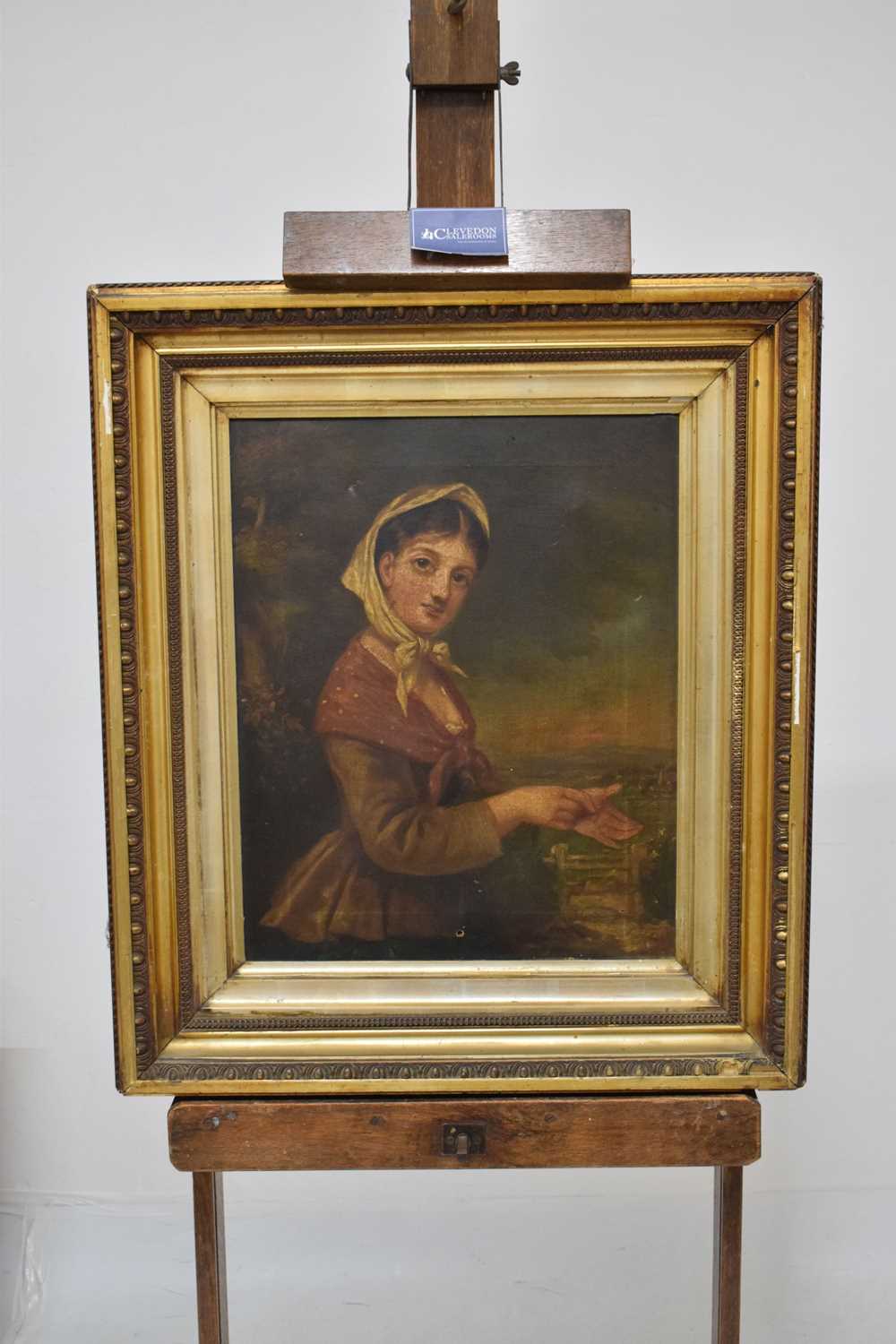 19th century oil on canvas - Peasant maiden - Image 11 of 12