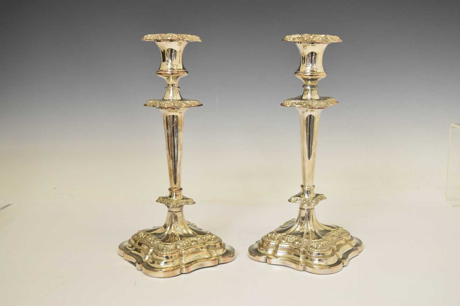 Pair of 19th century silver plated on copper candlesticks - Image 8 of 8