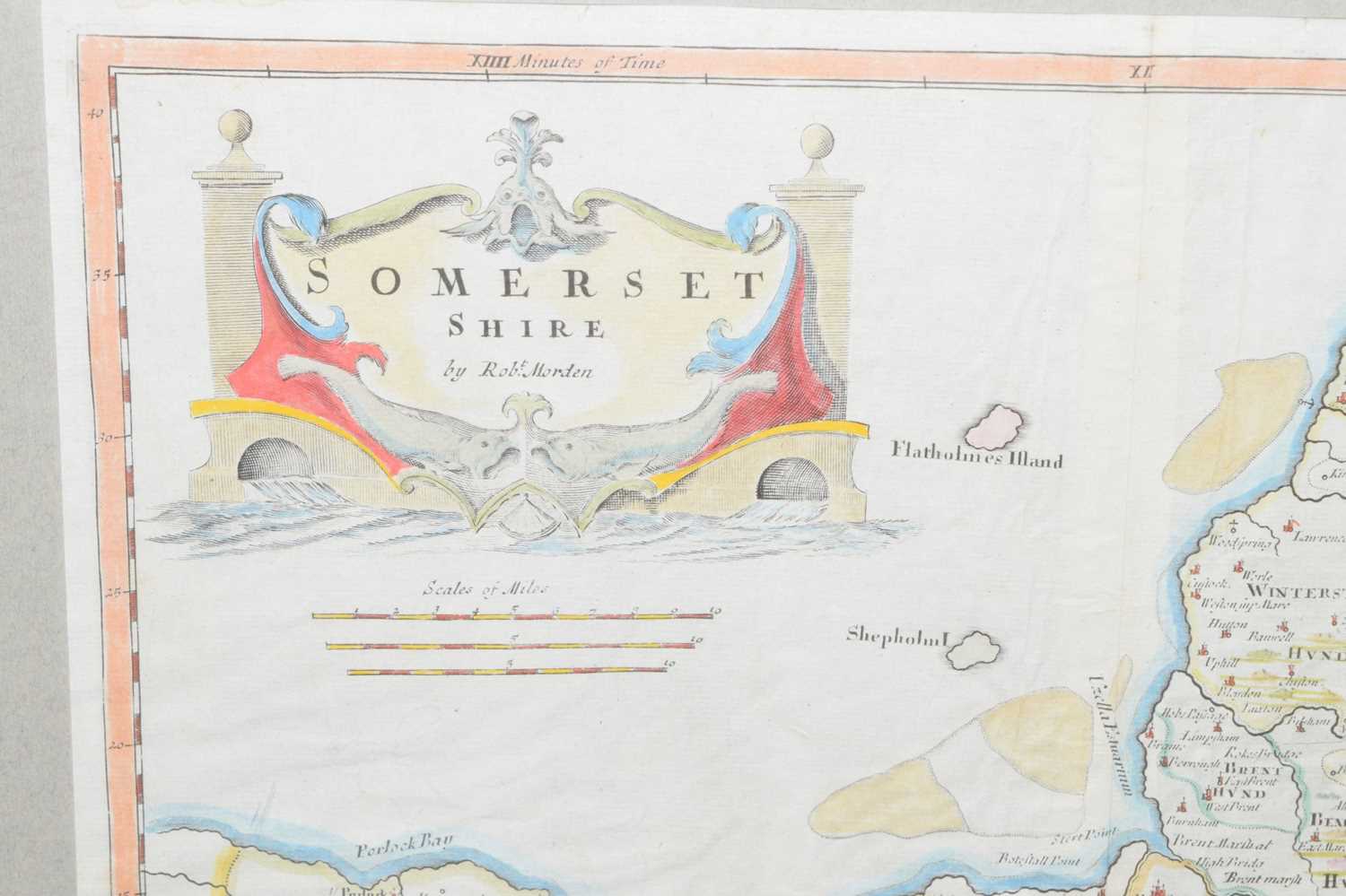 Robert Morden - 18th century hand coloured map of Somersetshire - Image 3 of 8