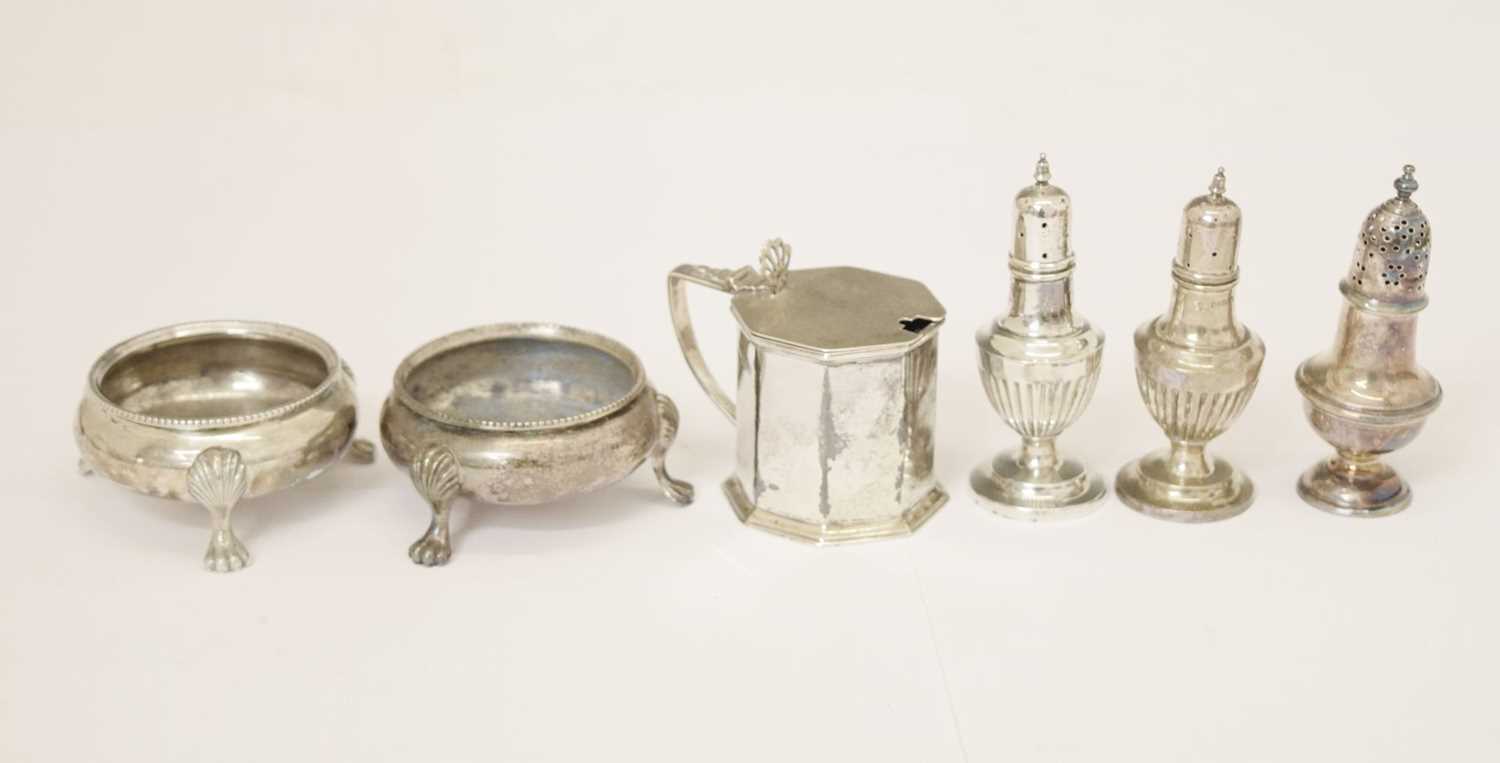 Pair of Victorian silver salts, etc