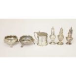 Pair of Victorian silver salts, etc