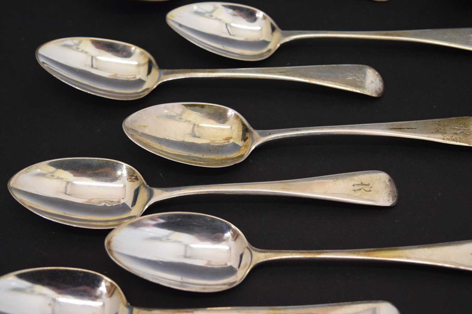 Quantity of silver to include two silver Fiddle pattern tablespoons, etc - Image 8 of 11