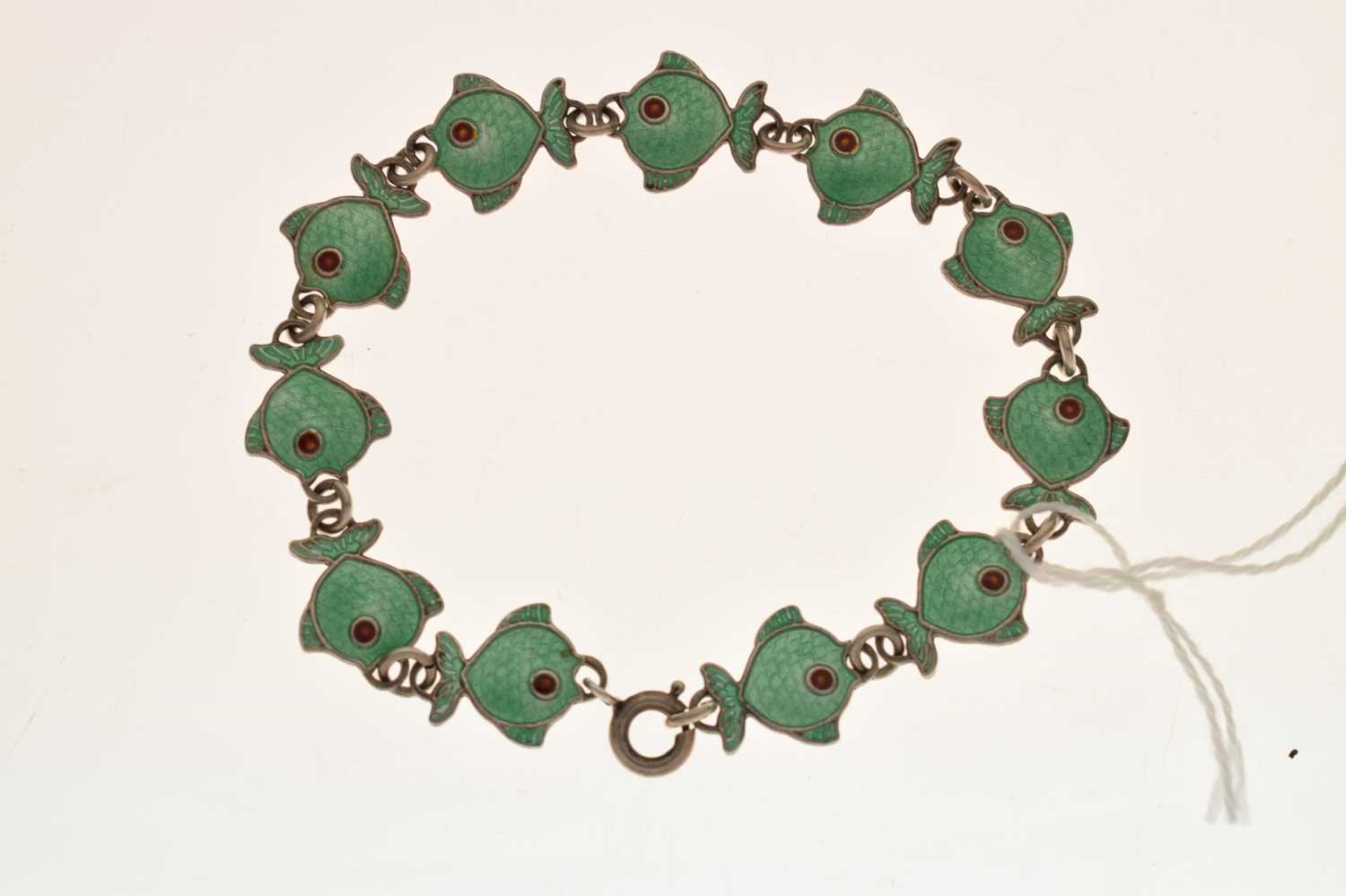 Volmer Bahner( 1912-1995) Danish green enamelled silver fish bracelet - Image 7 of 7