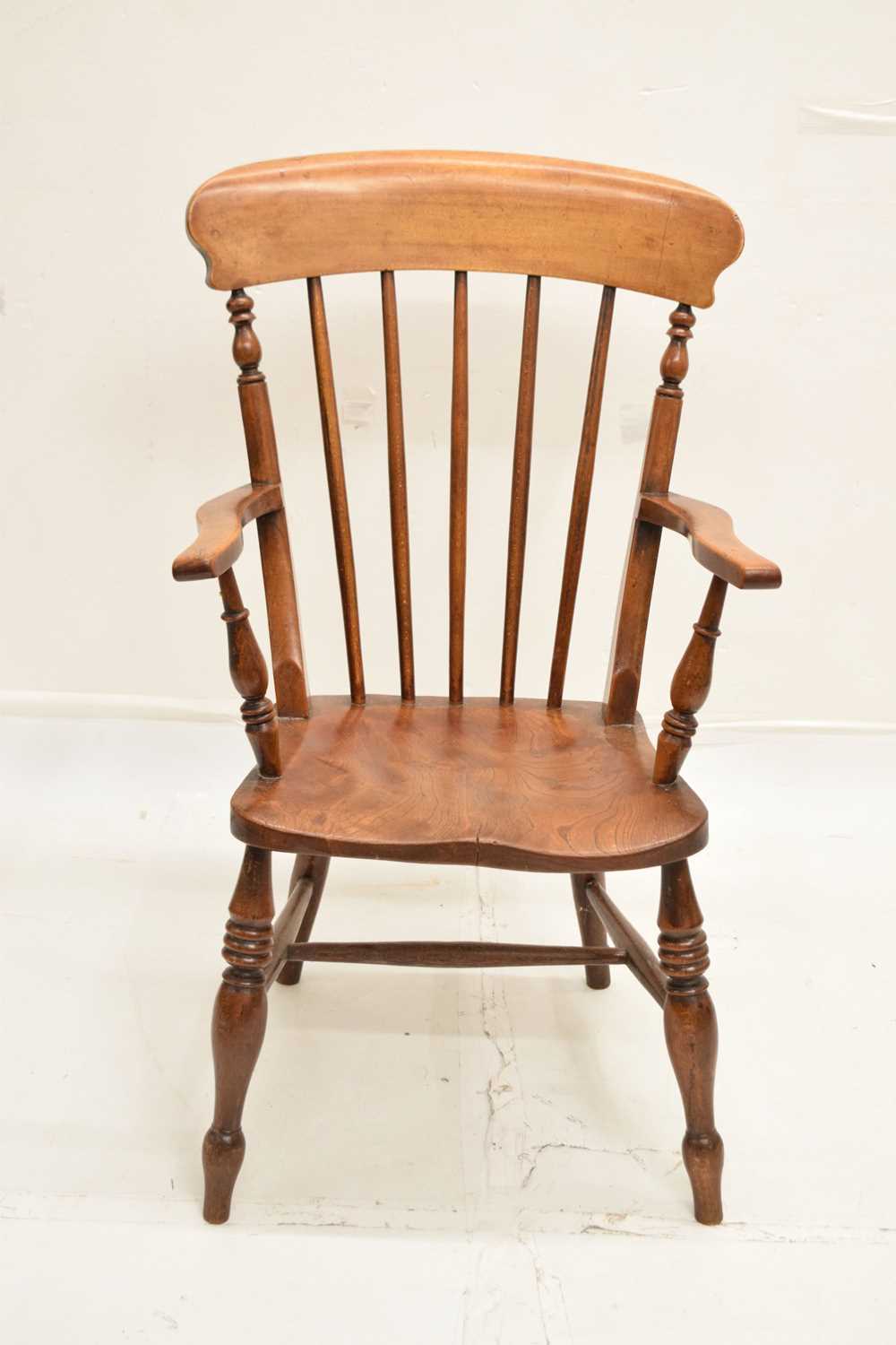 Late Victorian lath-back kitchen chair - Image 3 of 8