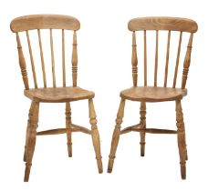 Pair of 19th century country stick back kitchen chairs