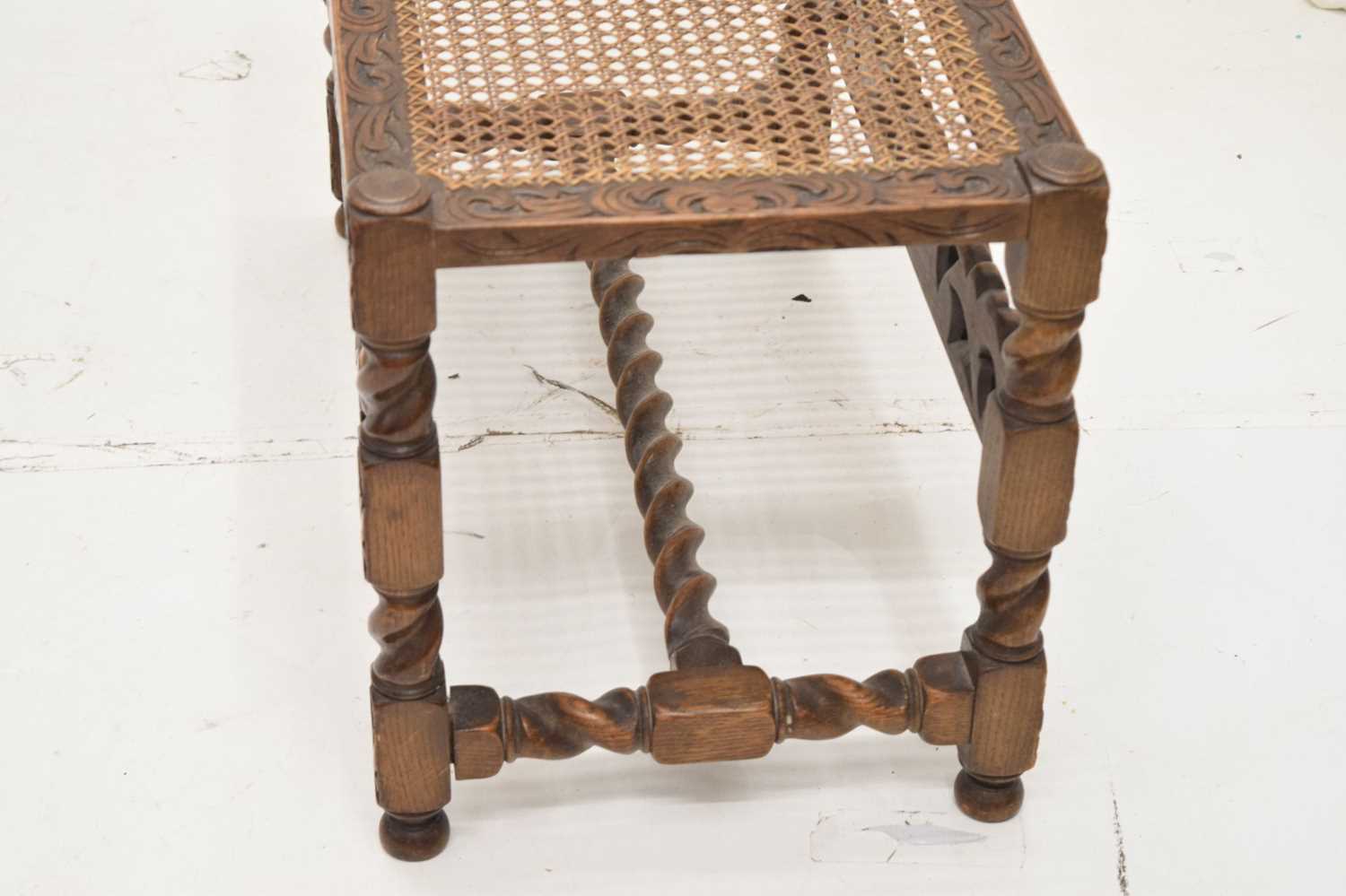 Carved cane-seat stool/luggage rack - Image 8 of 10
