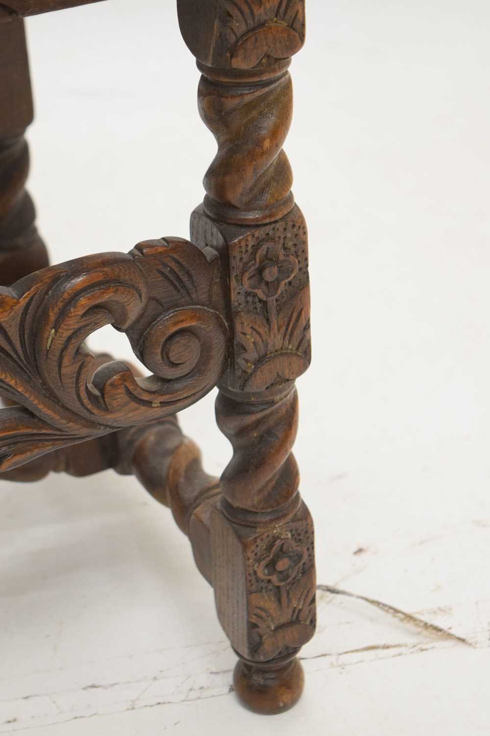 Carved cane-seat stool/luggage rack - Image 5 of 10