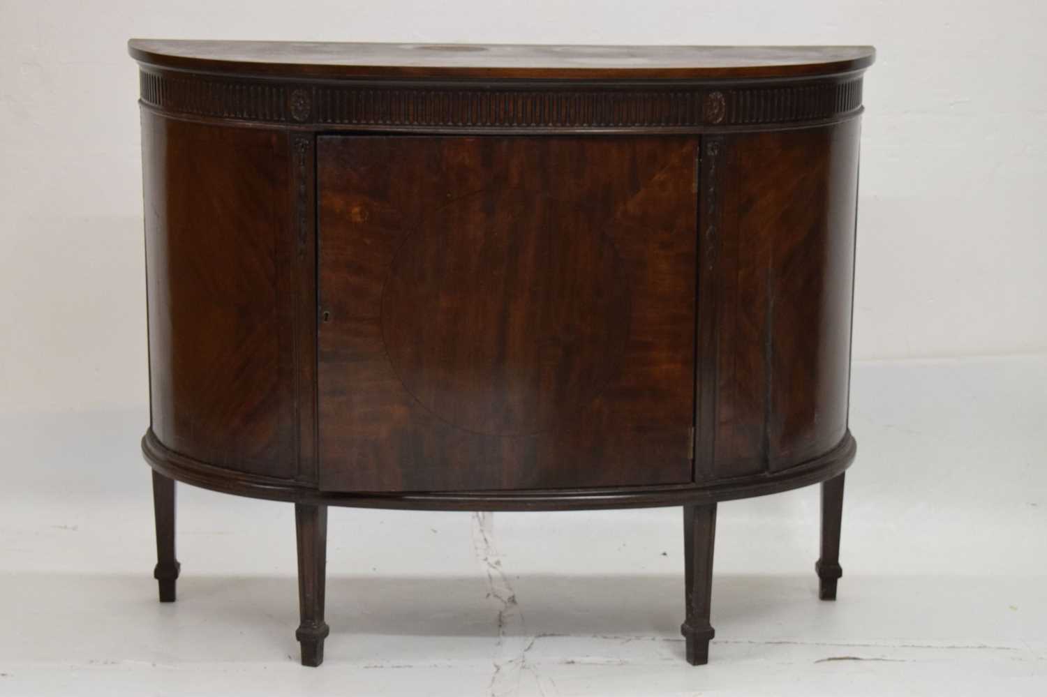 Pair of 1920s inlaid mahogany demi-lune side cabinets in the Adam Revival taste - Image 9 of 15