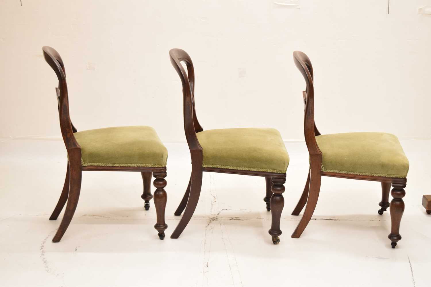 Set of six Victorian mahogany balloon back dining chairs - Image 12 of 17