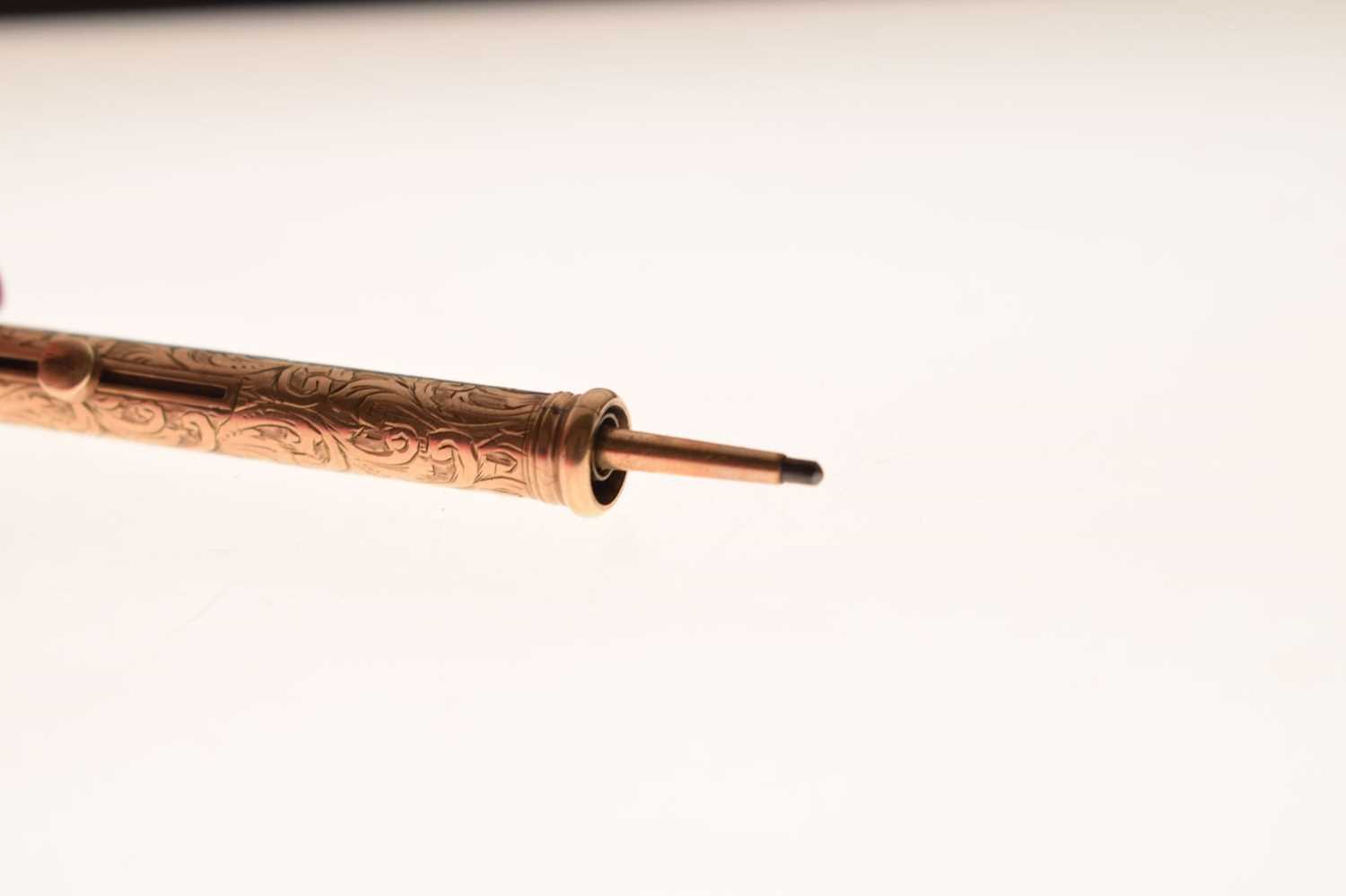 Mid 19th century Sampson Mordan yellow metal combination propelling dip-pen and pencil - Image 7 of 8