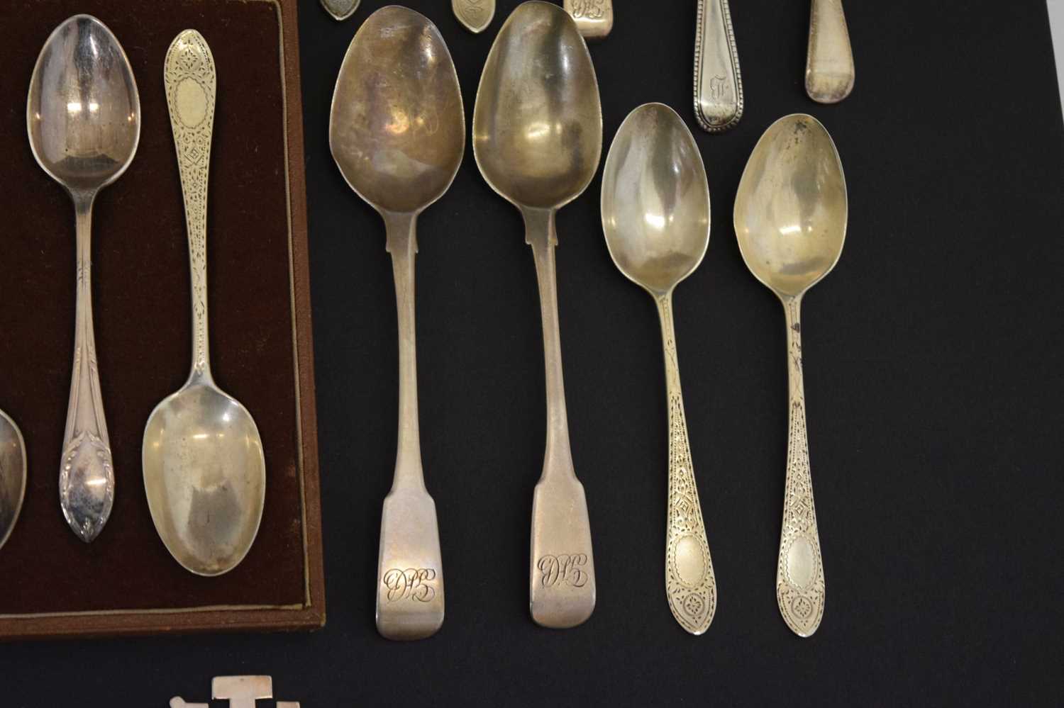 Quantity of silver teaspoons and condiment spoons, etc - Image 7 of 12