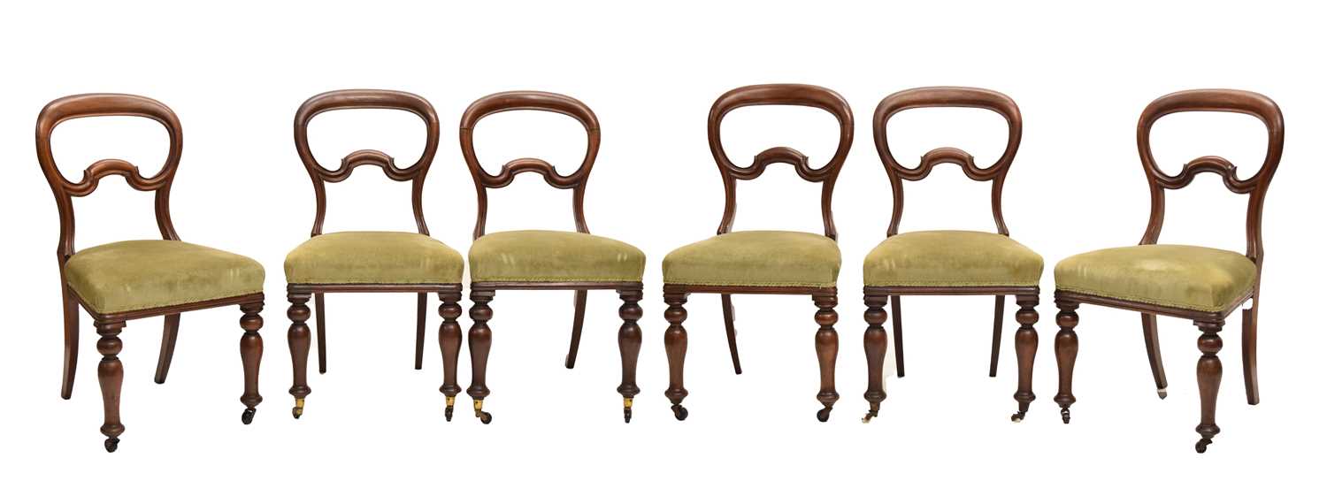 Set of six Victorian mahogany balloon back dining chairs