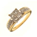 18ct gold invisible set princess cut diamond ring