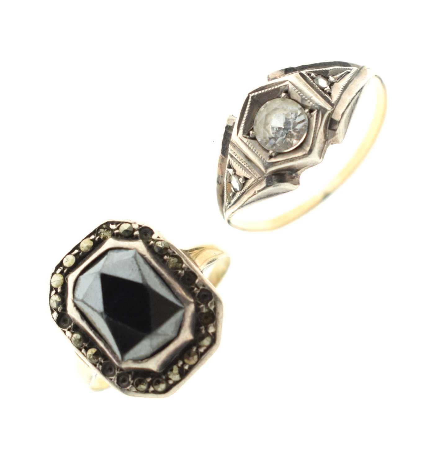 Art Deco-style marcasite and hematite cluster ring