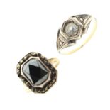 Art Deco-style marcasite and hematite cluster ring