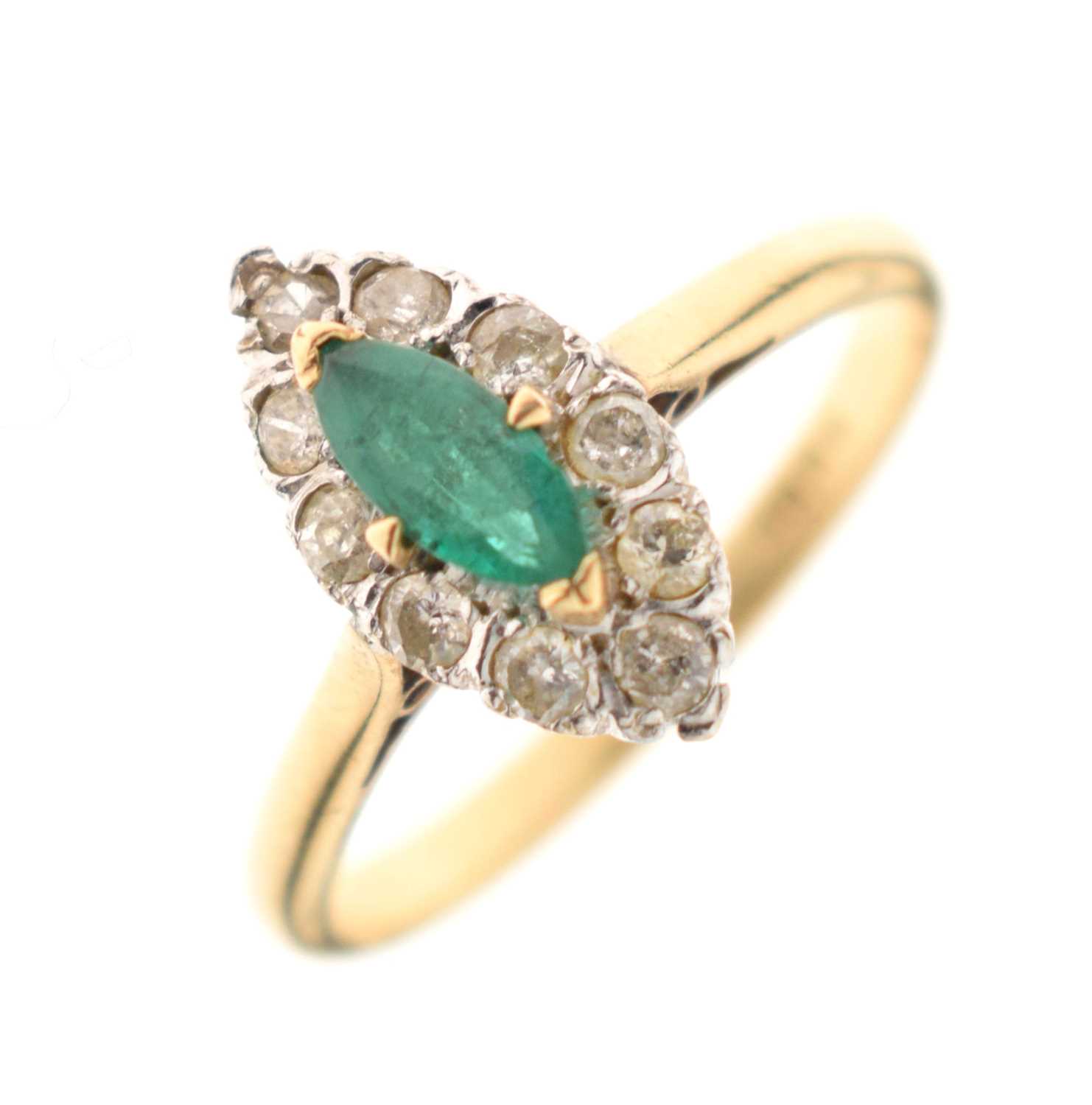 Emerald and diamond 18ct gold cluster ring