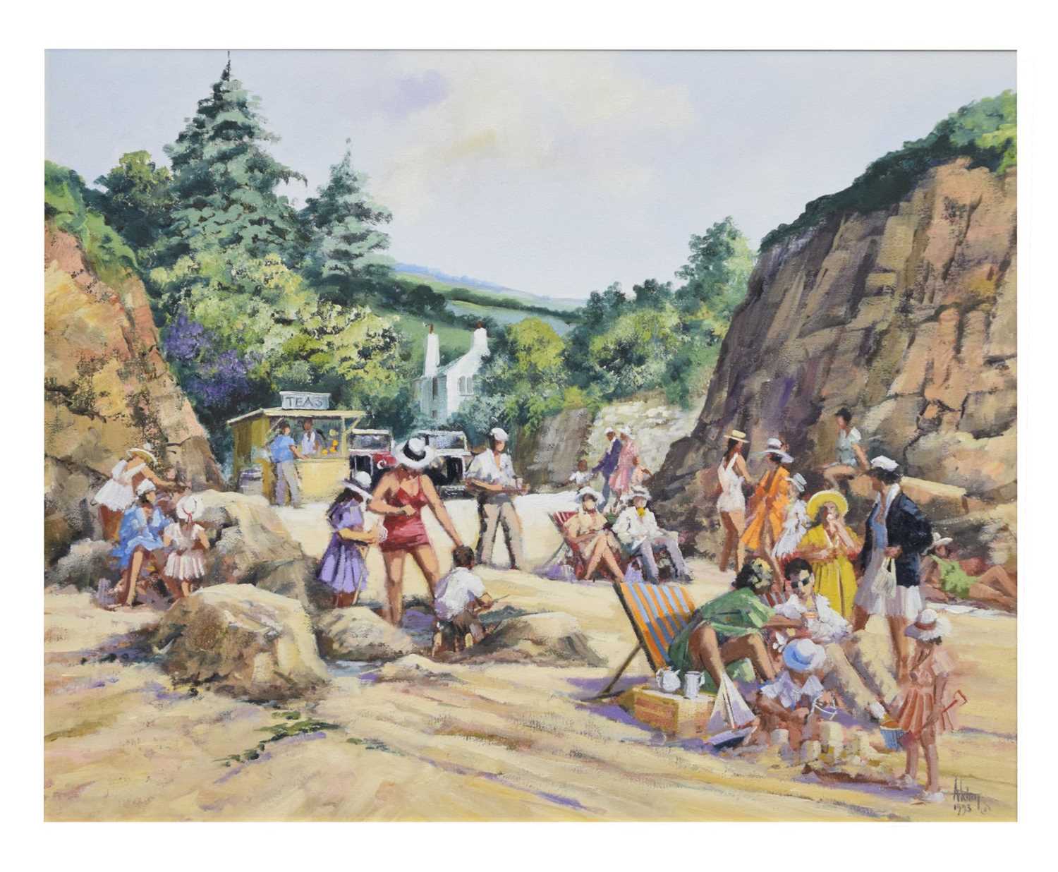 Alan King (1946-2013) - Oil on canvas - 'Tea on the beach'