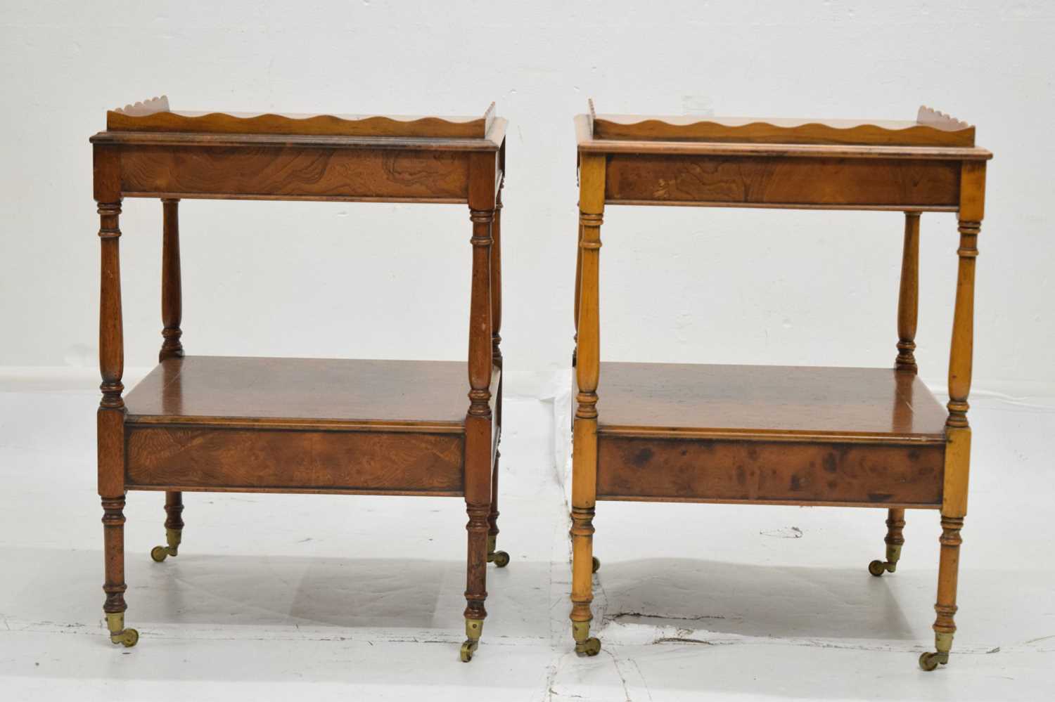 Pair of reproduction yew wood two-tier etageres - Image 6 of 9
