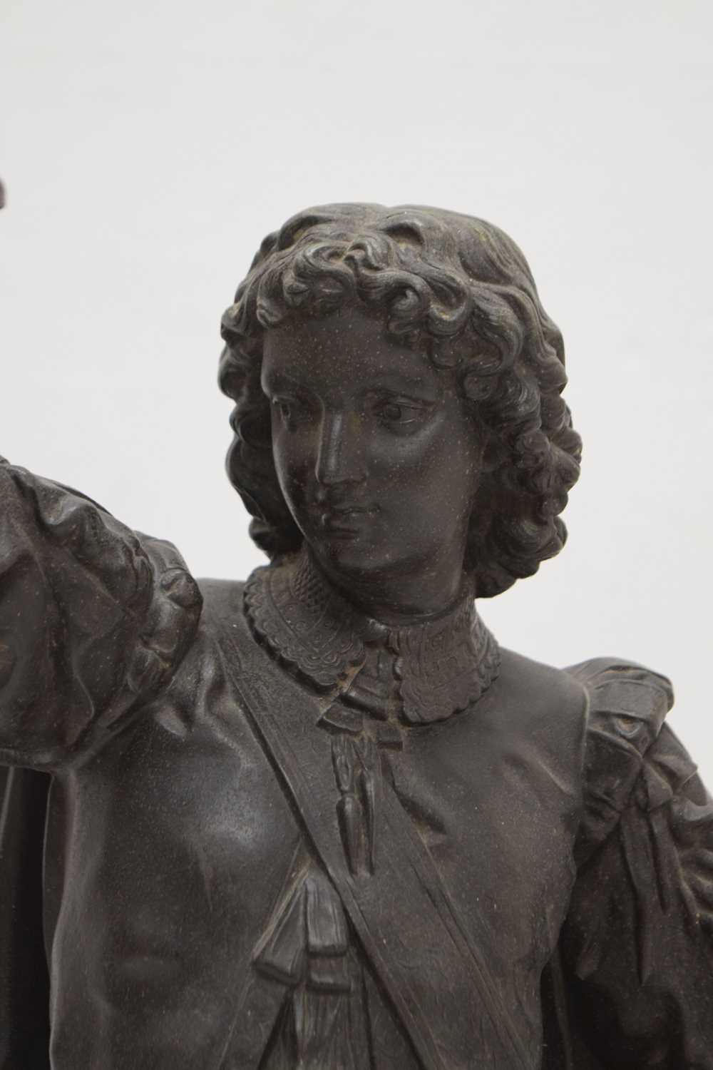 Late 19th century spelter figural lamp of a cavalier - Image 4 of 8