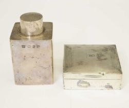 Victorian silver tea-caddy and a silver table-top box