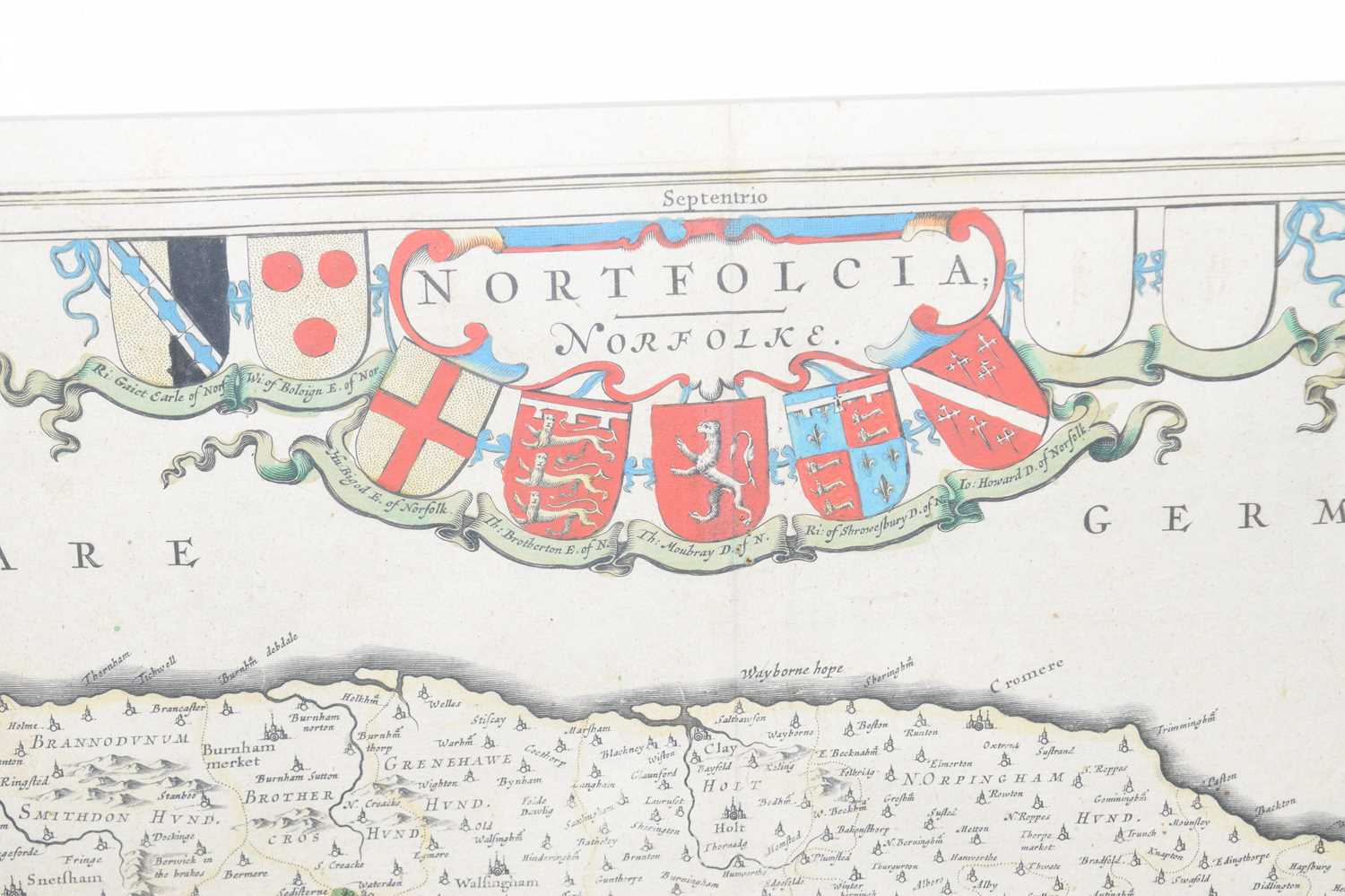 Johannes Blaeu - 17th century hand-coloured county map of Norfolk - Image 10 of 13