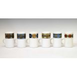 Set of six Troika pottery mugs