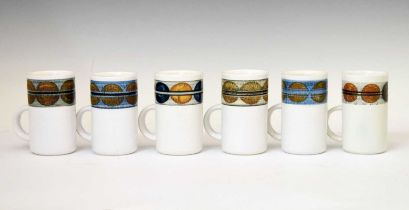 Set of six Troika pottery mugs