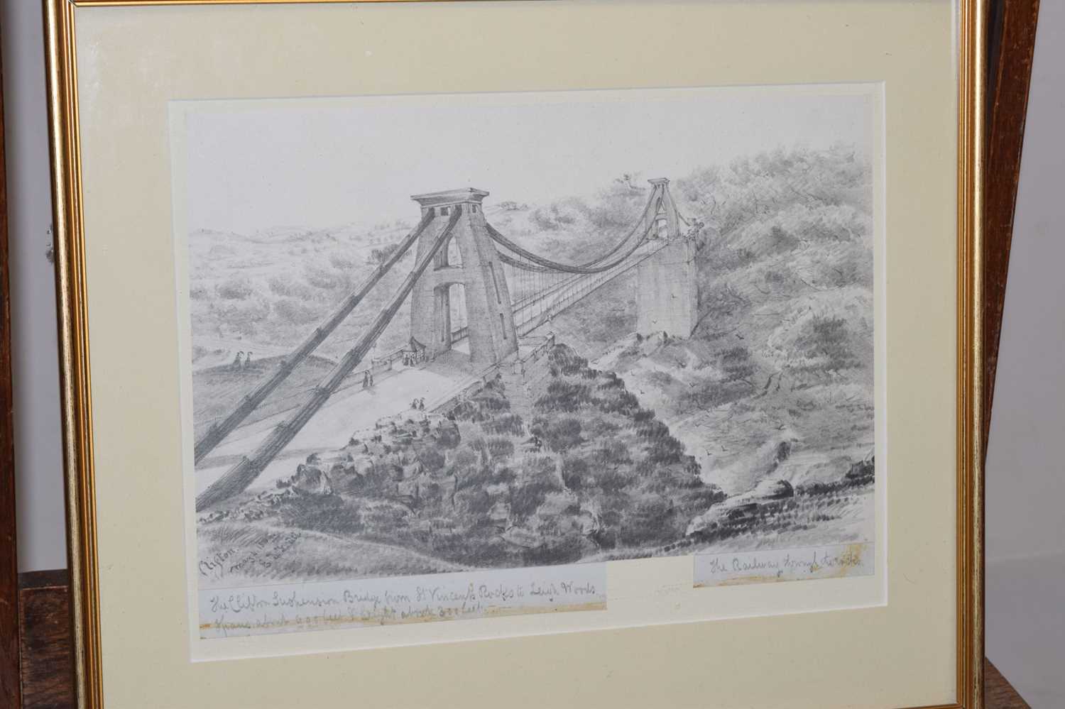 19th century English school - Pencil sketch of the Clifton Suspension Bridge - Image 2 of 8