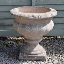 Small composition stone garden pedestal urn