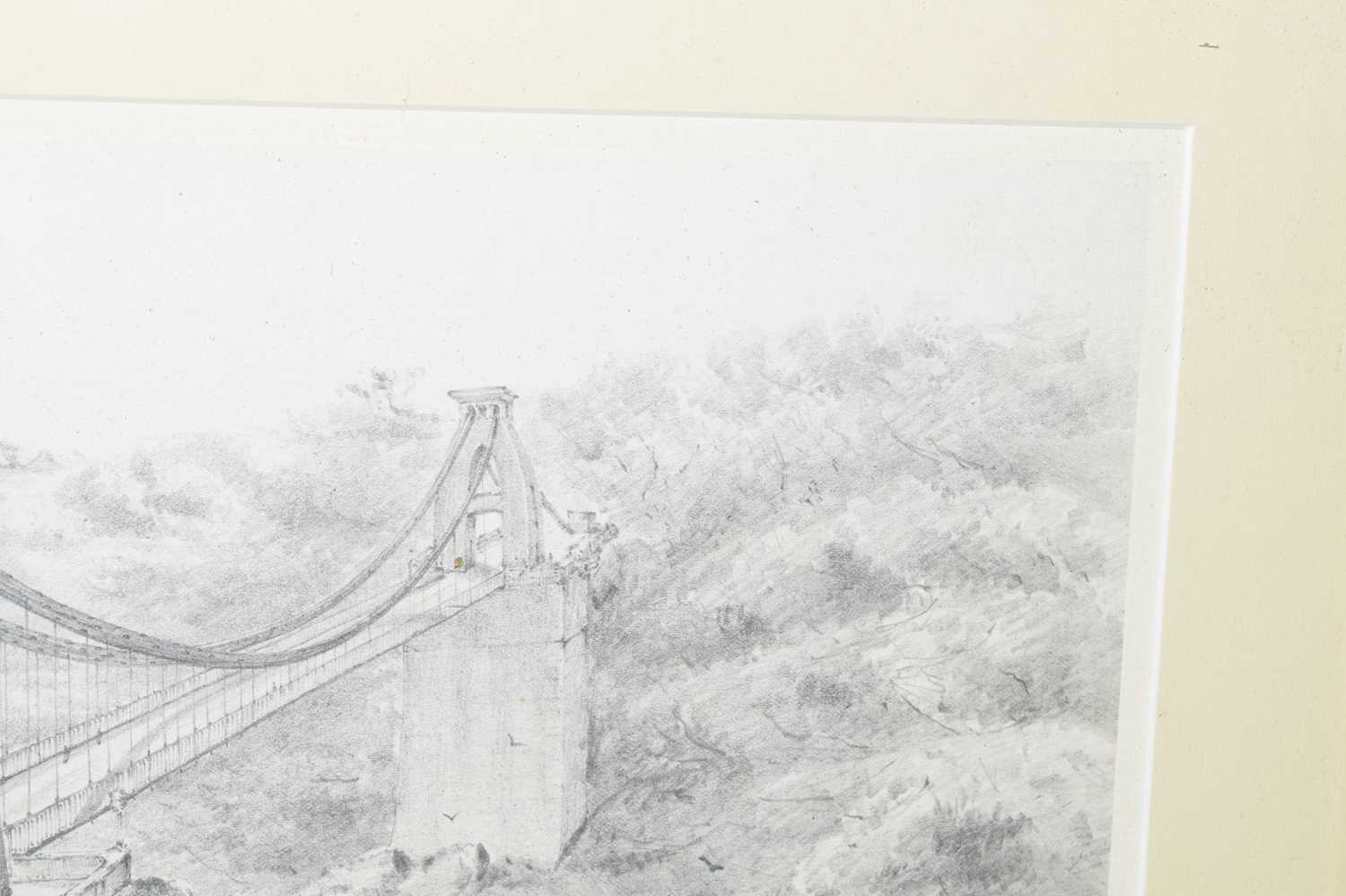 19th century English school - Pencil sketch of the Clifton Suspension Bridge - Image 4 of 8