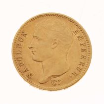 French Napoleon I gold 20 francs coin, 1805
