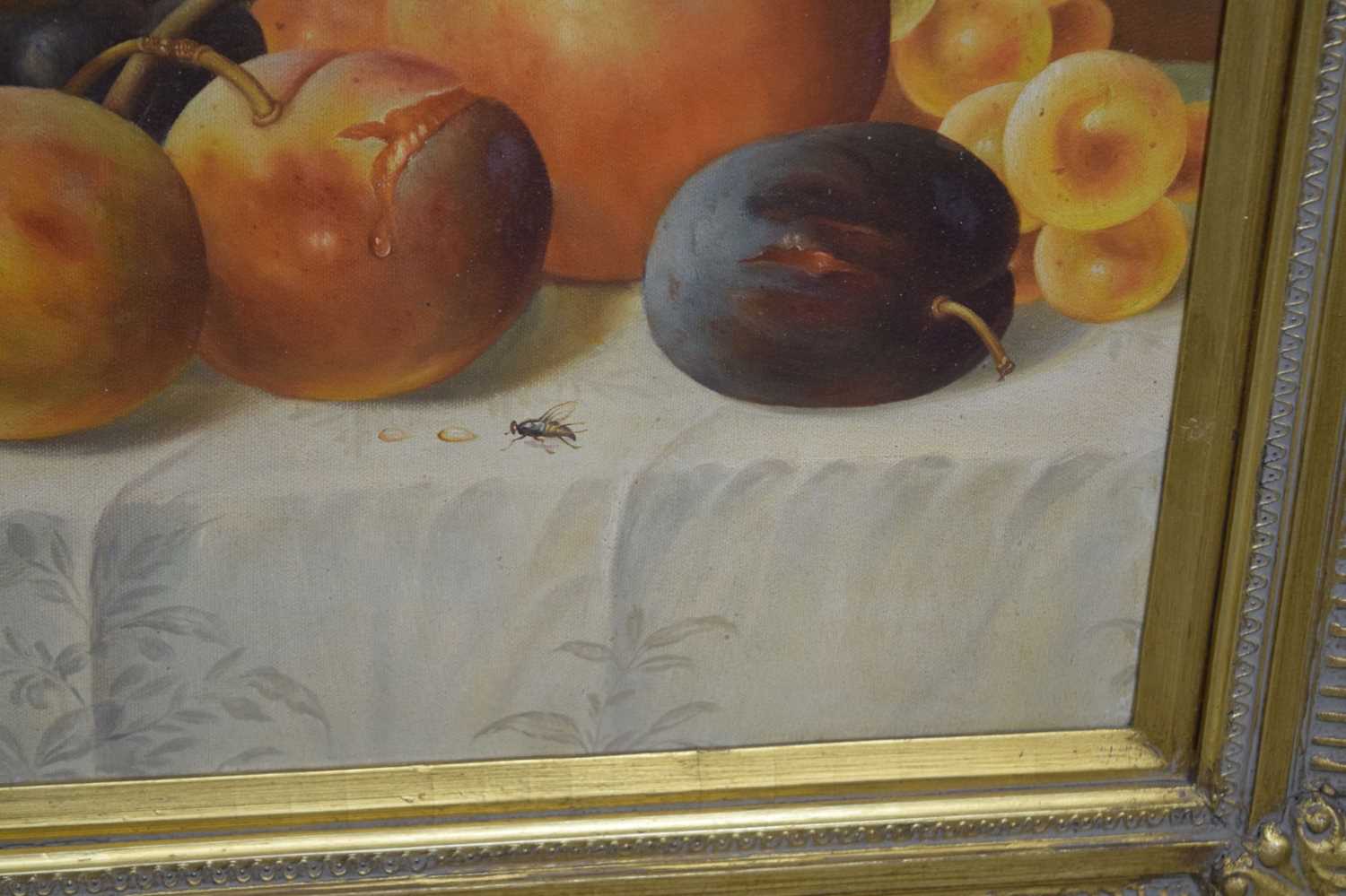 20th century British school - Oil on canvas - Still life with fruit - Image 6 of 8