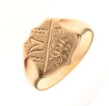 9ct gold shield shape signet ring
