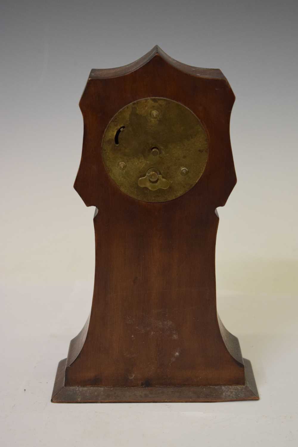 Edwardian silver fronted and mahogany miniature longcase clock - Image 4 of 7