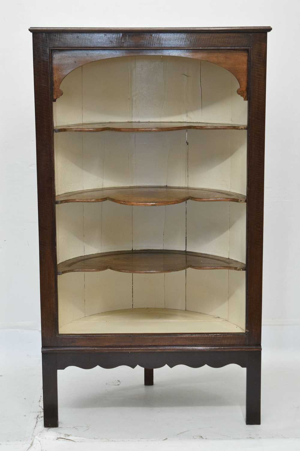 Open fronted corner cupboard, oak circular top occasional table and a piano stool - Image 9 of 11