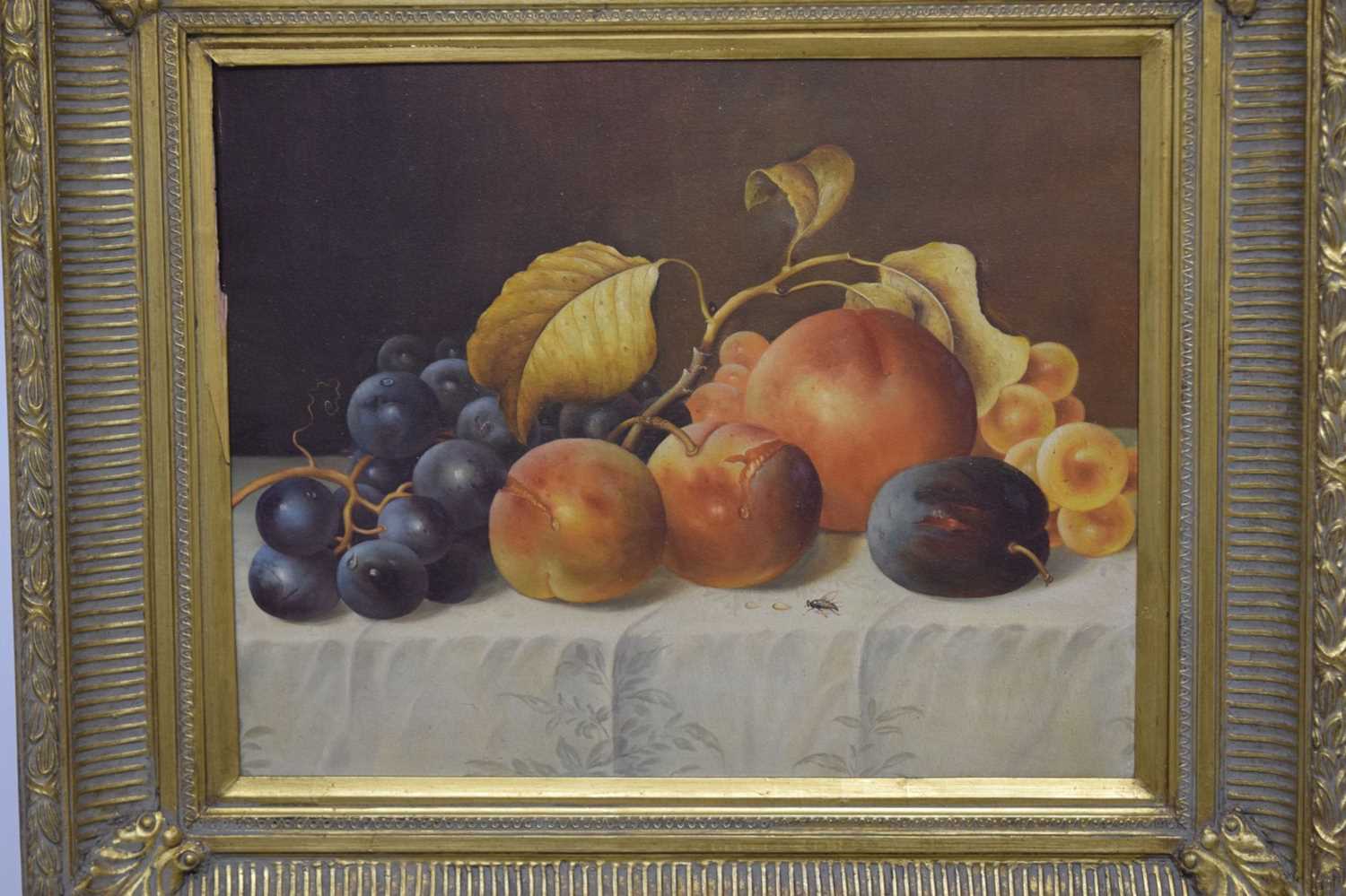 20th century British school - Oil on canvas - Still life with fruit - Image 2 of 8