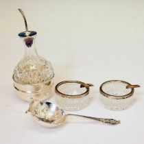 Pair of Elizabeth II silver-mounted wine coasters, pair of Victorian bowls, etc