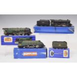 Hornby Dublo - Three boxed 00 gauge railway trainset locomotives and signal