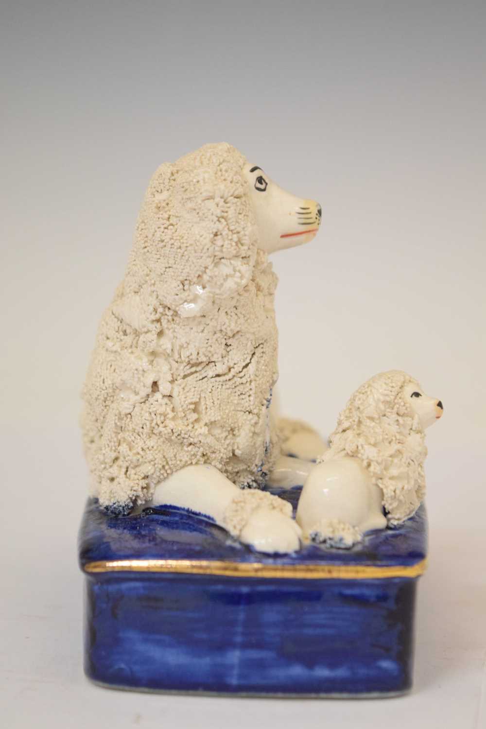 Staffordshire inkstand modelled as a poodle and pup - Image 3 of 6