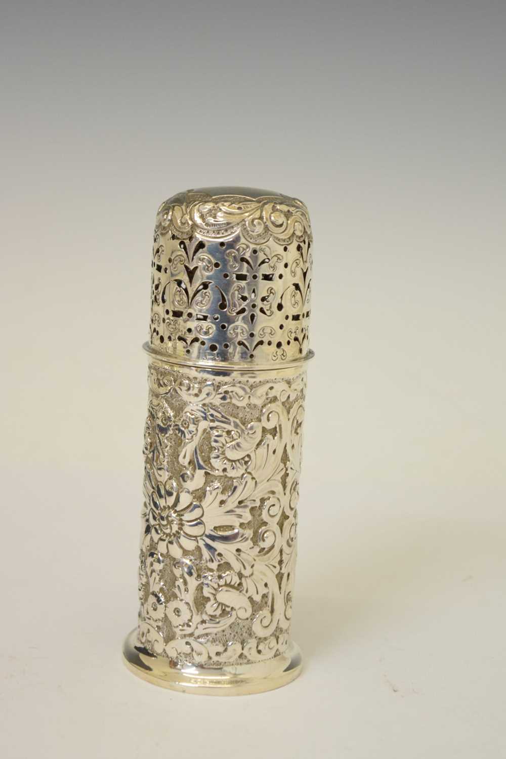 Victorian silver sugar caster with repousse decoration, Christening sets, etc - Image 2 of 6