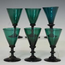 Six 19th century wine glasses